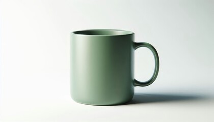 Fototapeta premium Green Mug Mockup - Cup for Branding and Logo Placement - Product Design for Identity - White Drink Cup in Studio Environment - Background for Promotional Material - Mock-up for Presentation