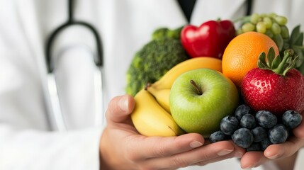 A doctor offering preventive healthcare advice during a routine check-up, focusing on lifestyle changes, isolated on white,