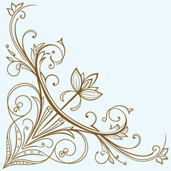 Fototapeta premium Elegant Black Floral Design on Light Blue Background