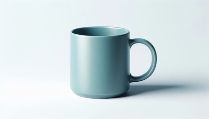 Fototapeta premium Blue Mug Mockup - Cup for Branding and Logo Placement - Product Design for Identity - White Drink Cup in Studio Environment - Background for Promotional Material - Mock-up for Presentation