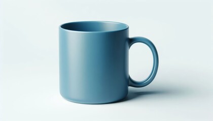 Fototapeta premium Blue Mug Mockup - Cup for Branding and Logo Placement - Product Design for Identity - White Drink Cup in Studio Environment - Background for Promotional Material - Mock-up for Presentation