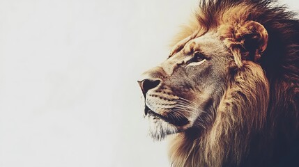 Majestic Lion Profile with African Savanna.