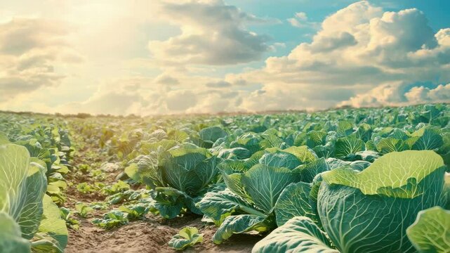 a beautiful field of cabbage. Selective focus
