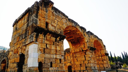 Ancient Stone Arch Architecture Front View Golden Color