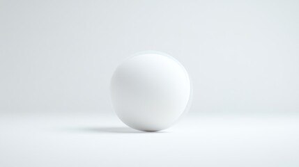 Single, pristine white sphere on a plain white background
