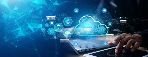 Fototapeta premium cloud technology concept Global network of global business Megatrends on the Internet for Telecommunication.