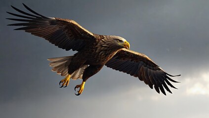 Obraz premium Eagle soaring through a cloudy sky