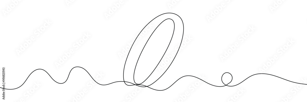 Wall mural number 0 in continuous line drawing style. line art of number nine. vector illustration. abstract dr