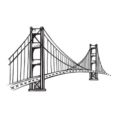 Golden Gate Bridge Vector illustration. Golden Gate Bridge vector in cartoon style isolated on white background