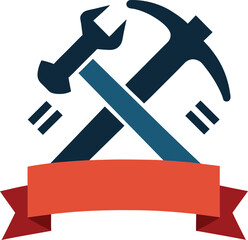 vector illustration of a tools logo crossed with a banner