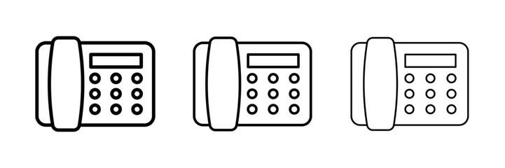 Phone desk icon Booking sign, Room service, Telephone Icon, office phone with thin, light and bold stroke.