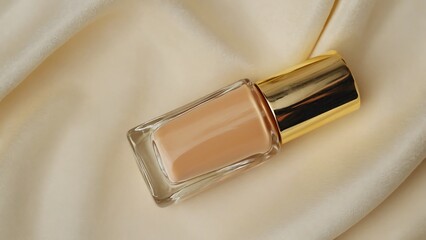 Beige nail polish on silk fabric