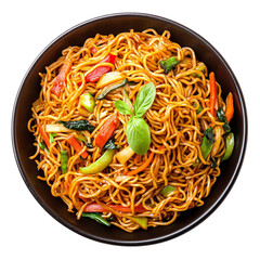 Delicious chow mein noodles with vegetables in a bowl asian cuisine food photography close up shot tasty dish