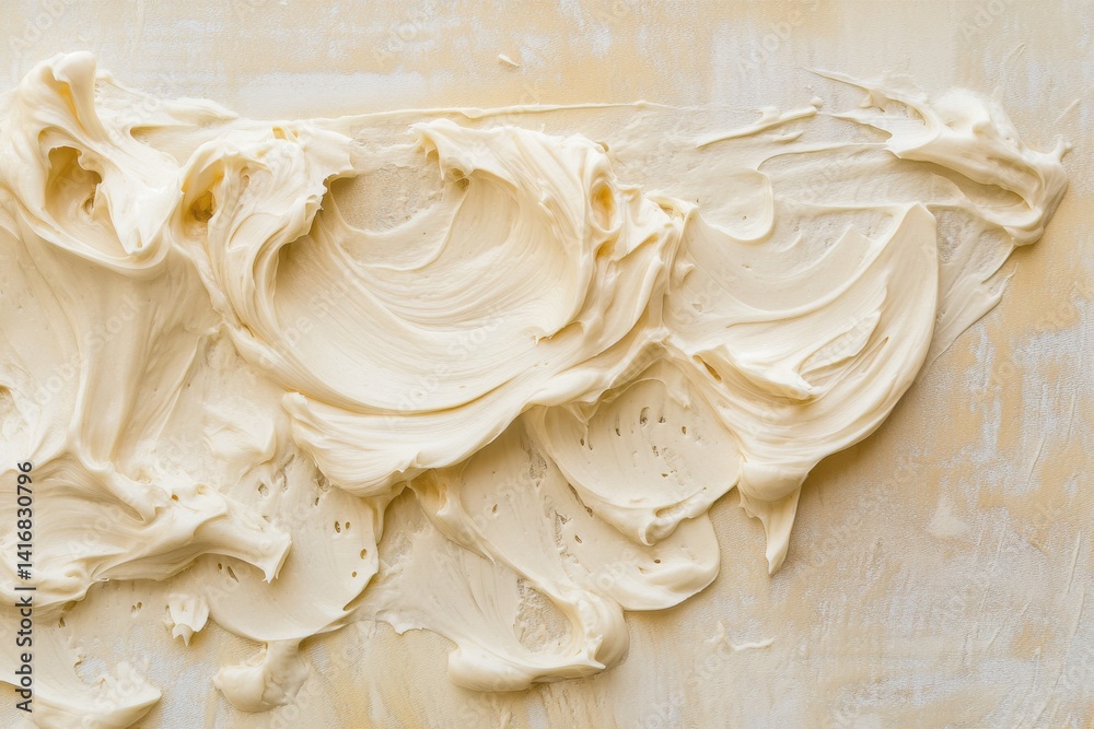 Aufkleber Creamy texture on surface, smooth curves and a light color palette. A delectable, visually appealing background for creative projects.