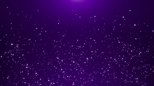 Abstract glowing particles falling shiny fairy twinkling stars and glitter. Magic sparkling purple rain. Background for holidays, new year and Christmas. seamless loop