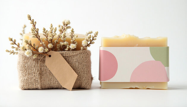 A bar of soap sitting on top of a white table.