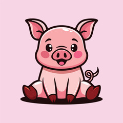 Pig Cartoon Cute Illustration 