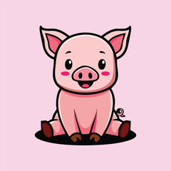 Pig cartoon vector illustration