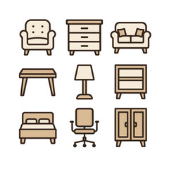 Versatile Furniture Icons Vector Set for Interior Design Projects