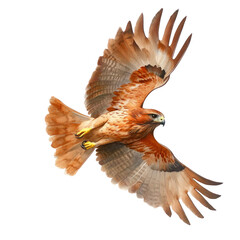 Majestic hawk in flight nature scene watercolor artwork transparent background