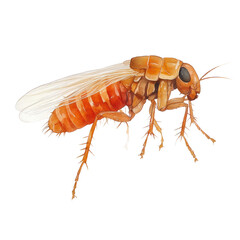 Watercolor flea illustration transparent background nature artwork vibrant details