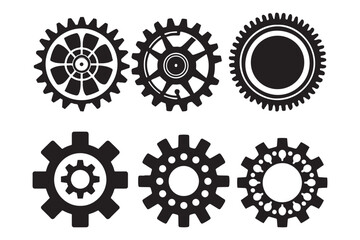 Diverse Gear Silhouette Vector Collection for Creative Design Projects