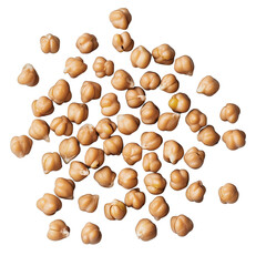 Scattered Chickpeas showcasing their natural texture and color, ideal for agricultural or food-related themes. isolated on white background and transparent background