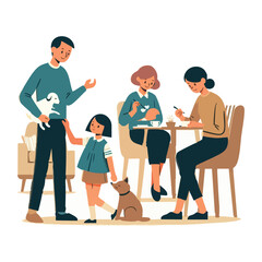 Cozy Family Scene Illustration Enjoying Time Together At Home