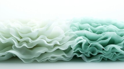 Soft Textures of Light Green and White Ruffled Fabric in Gradient