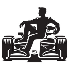 Silhouette Formula One Driver Illustration Displaying Motorsports Passion and Speed