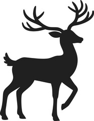 Majestic Deer Silhouette: Stylized Black and White Wildlife Icon