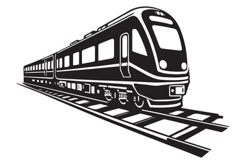 Modern Suburban Train on Tracks Illustration for Transit System