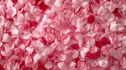 Pink and Red Flower Petals Spread Across a Light Background