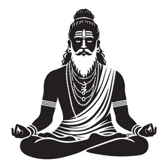 Silhouette of Meditating Hindu Sadhu Vector Art for Peace Seekers