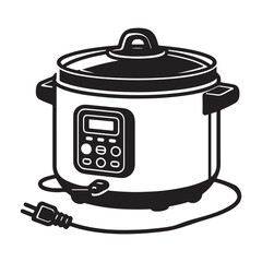 Electric Pressure Cooker Vector Illustration with Cord and Plug Attached