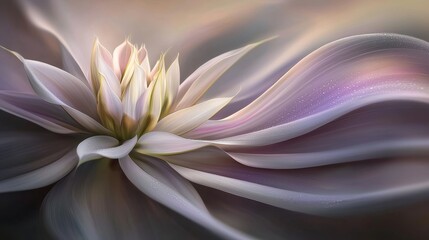 Fototapeta premium Exquisite White Flower with Soft Petals and Gentle Color Swirls