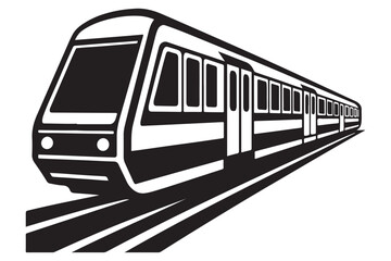 Urban Metro Train Illustration Black and White Transport System Design