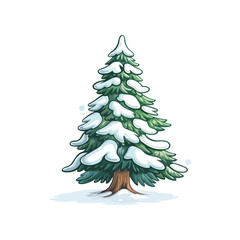 Snowy Evergreen Tree Illustration Winter Nature Clipart