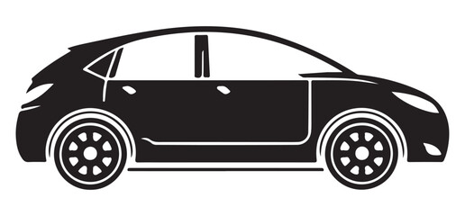 Compact Family Car Silhouette Vector Illustration Transport Solutions