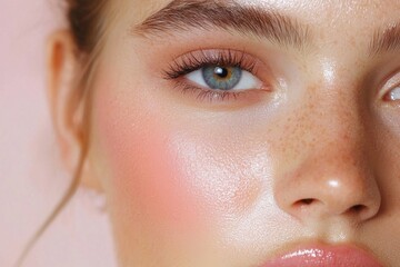 Gradient blush makeup tutorial for soft peach to pink looks home setting beauty content natural lighting close-up view emphasizing skin radiance and flawless application