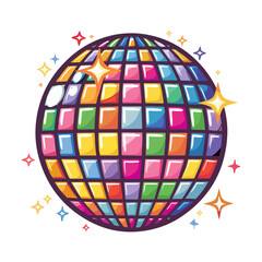 Colorful Disco Ball Illustration Vibrant Party Decor Graphic