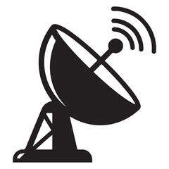 Satellite Dish Silhouette Vector Communication Signal Antenna Icon