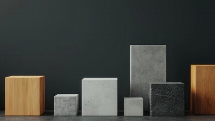 Modern Minimalist Product Display Concrete Wood Dark Background
