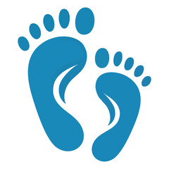 Blue Footprint Symbol Vector Graphic for Newborn and Baby Designs