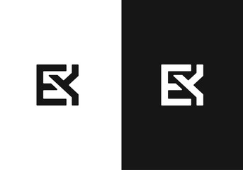 EK, KE initial letters monogram logo