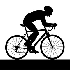 Fototapeta premium Silhouette of Cyclist in Action Road Bike Rider Vector Illustration
