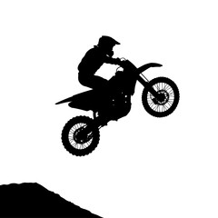 Silhouette of Motocross Rider in Mid-Air, Extreme Sports Action