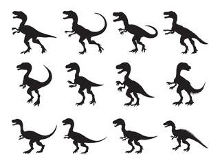 Set of velociraptor vector silhouette