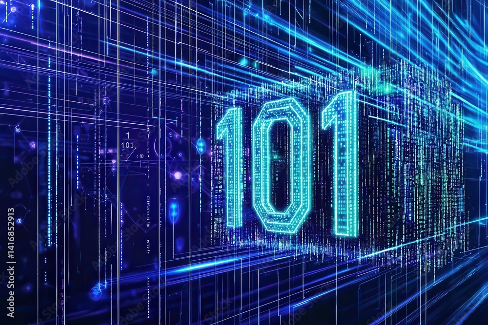 Poster a futuristic digital representation featuring the number 