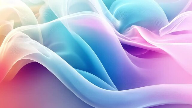 Serene and calming abstract design with soft, flowing pastel colors creates harmonious background, blending shades of blue, pink, and white in tranquil gradient texture.